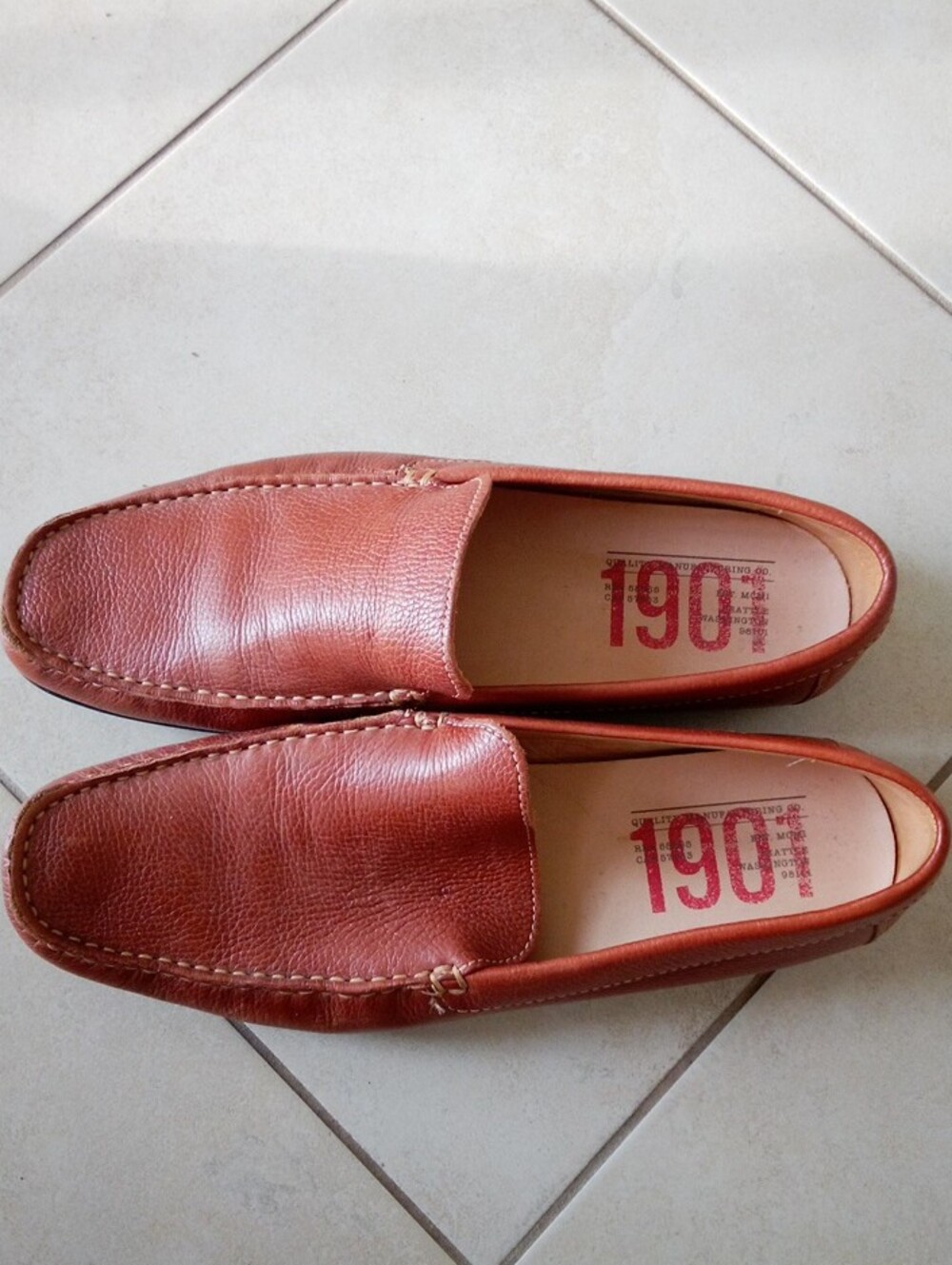 1901 Men's Tan Leather Slip-On Loafers - Picture 2 of 6